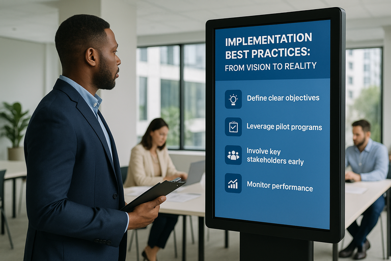 Implementation checklist for workplace display rollout