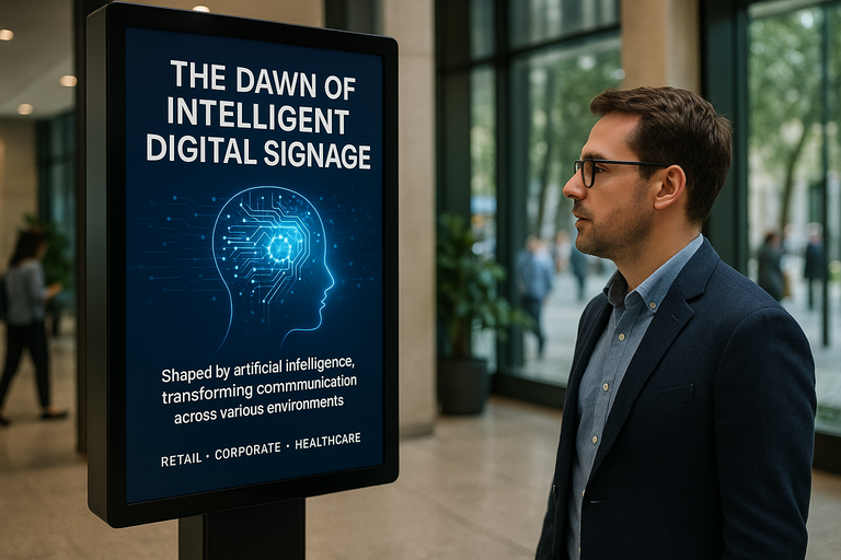 AI-powered digital signage screens in retail and corporate environments
