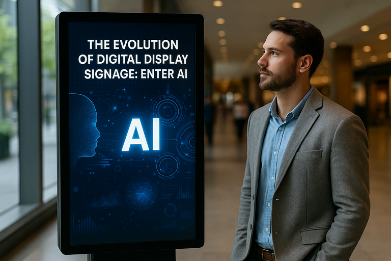 Timeline of screen technology evolving with AI.