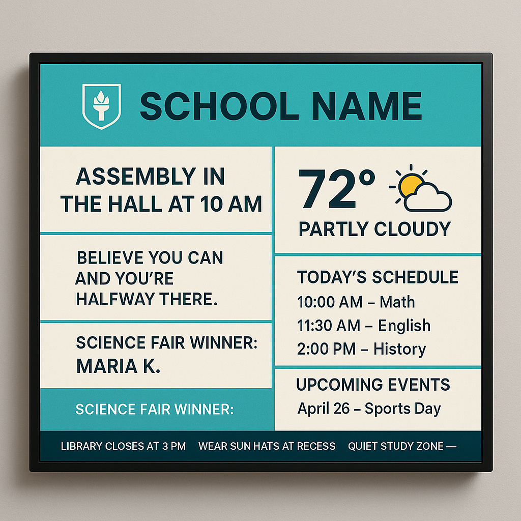 Interactive wayfinding and room/timetable boards for schools and campuses