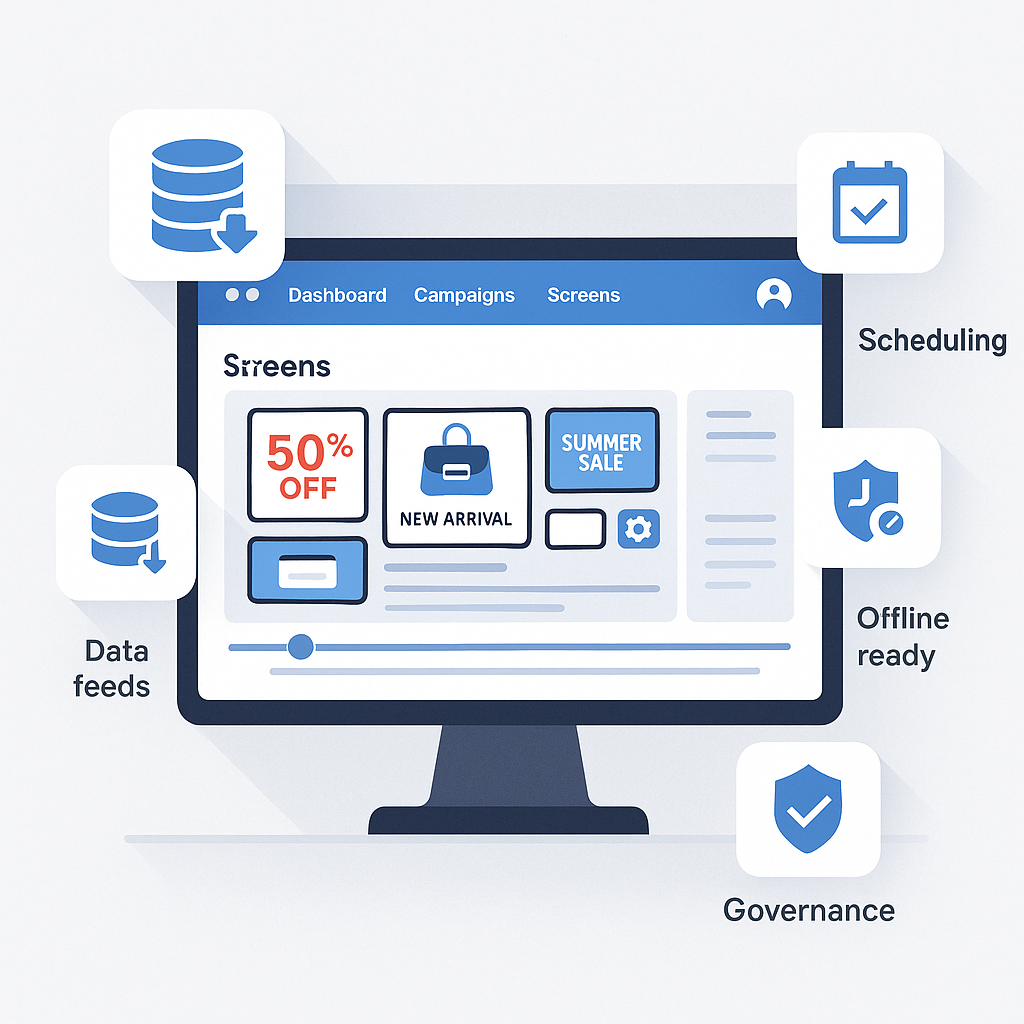 Retail digital signage CMS dashboard