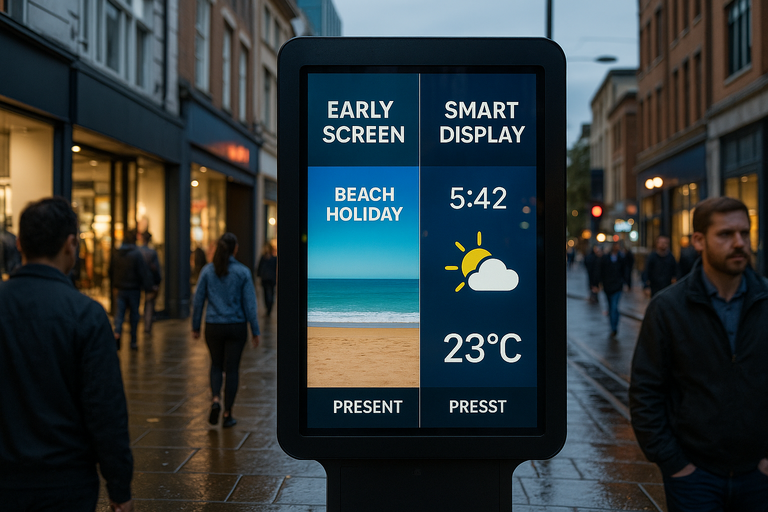 Outdoor digital signage evolution from static screens to smart AI-powered displays