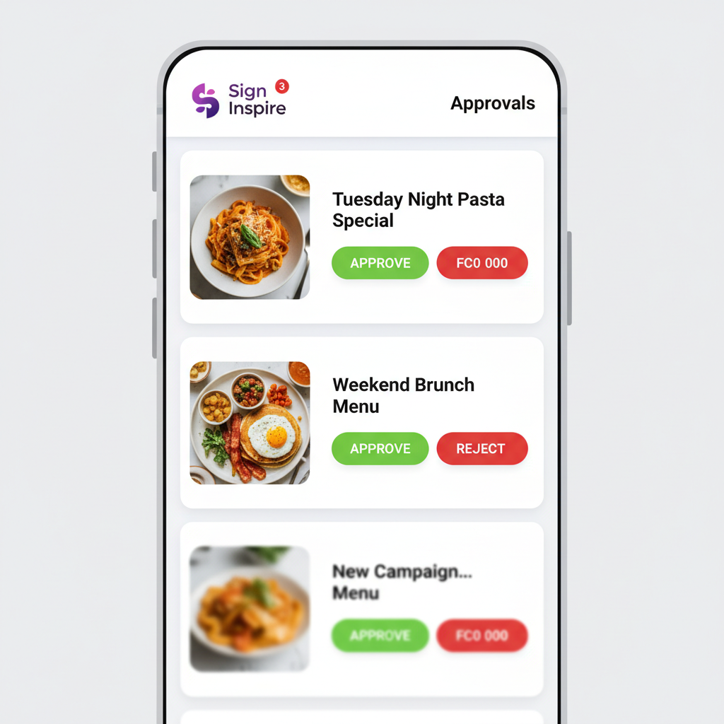 Sign Inspire approval queue on mobile