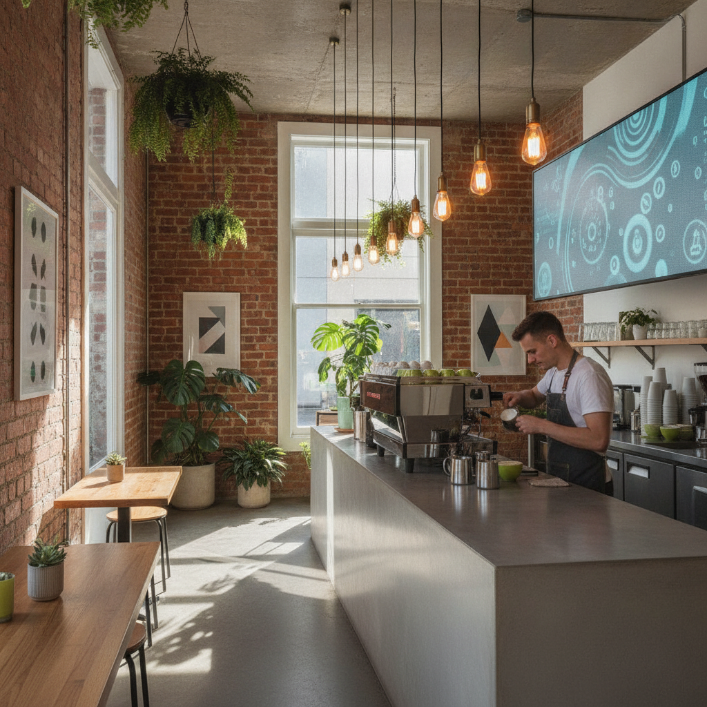 Digital menu board in a Melbourne café