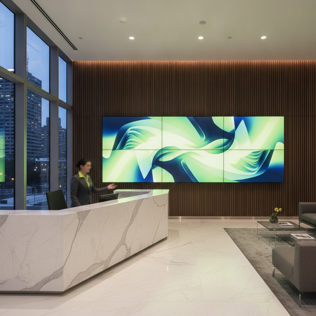 Multi-screen video wall in a Melbourne CBD corporate lobby